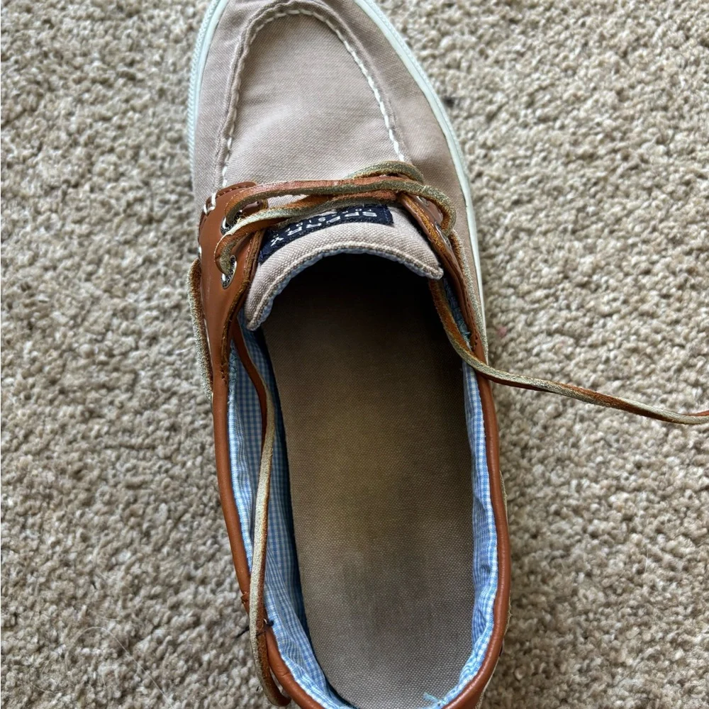 Sperry Two-Tone Brown Canvas & Tan Leather Boat Shoes